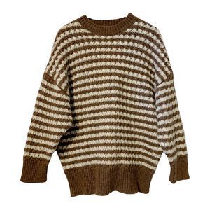ZARA chunky cable stitches stripe sweater Sz S